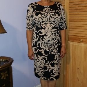 Tan and black printed bodycon dress